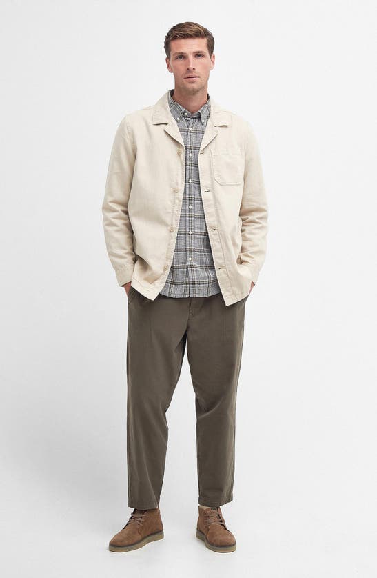 Shop Barbour Melonby Cotton & Linen Overshirt In Mist