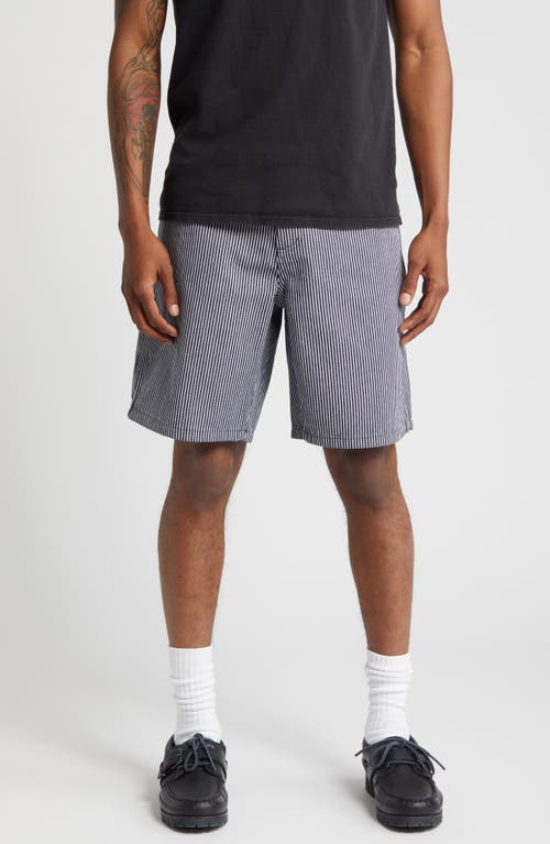 Saturdays NYC Flat Front Stripe Twill Shorts Ocean at Nordstrom,