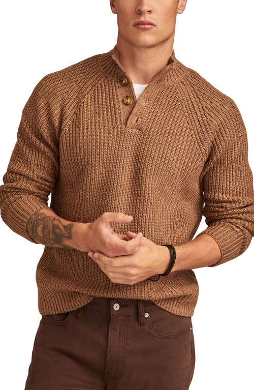 Lucky Brand Nep Half Button Sweater In Brown