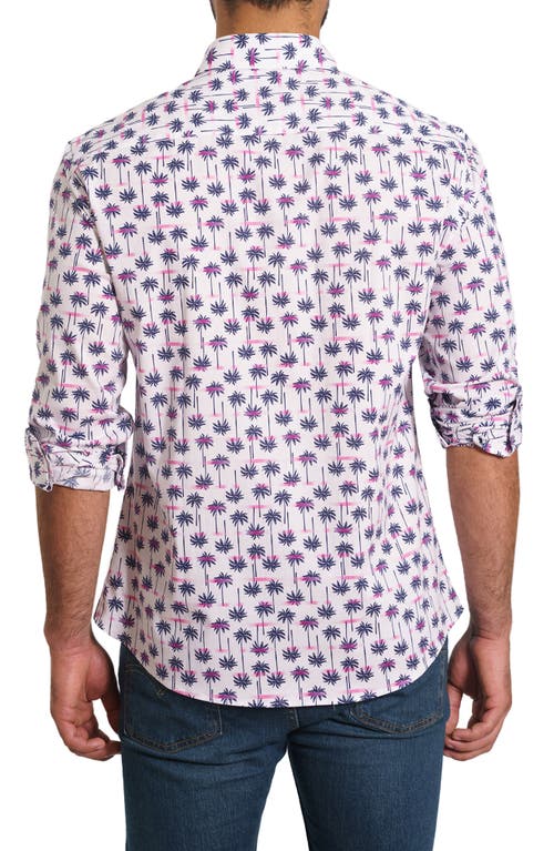 Jared Lang Trim Fit Palm Tree Cotton Button-up Shirt In White Palms