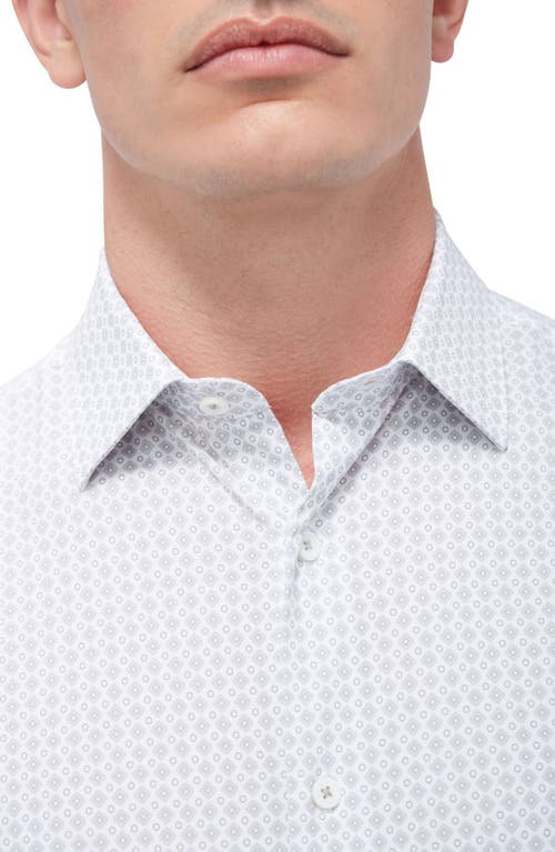 BUGATCHI BUGATCHI MILES OOOHCOTTON® GEO PRINT SHORT SLEEVE BUTTON-UP SHIRT 