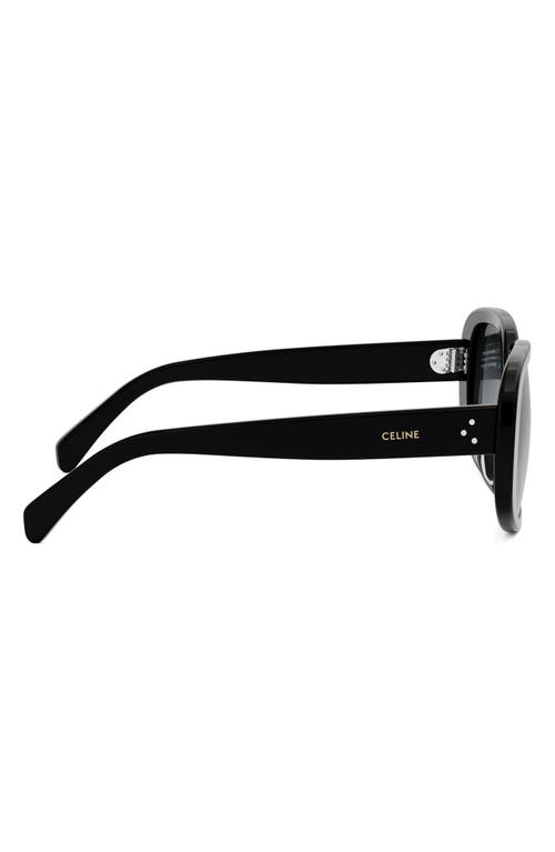 Celine Bold 3 Dots Acetate Shield Sunglasses In Shiny Black/gradient Smoke