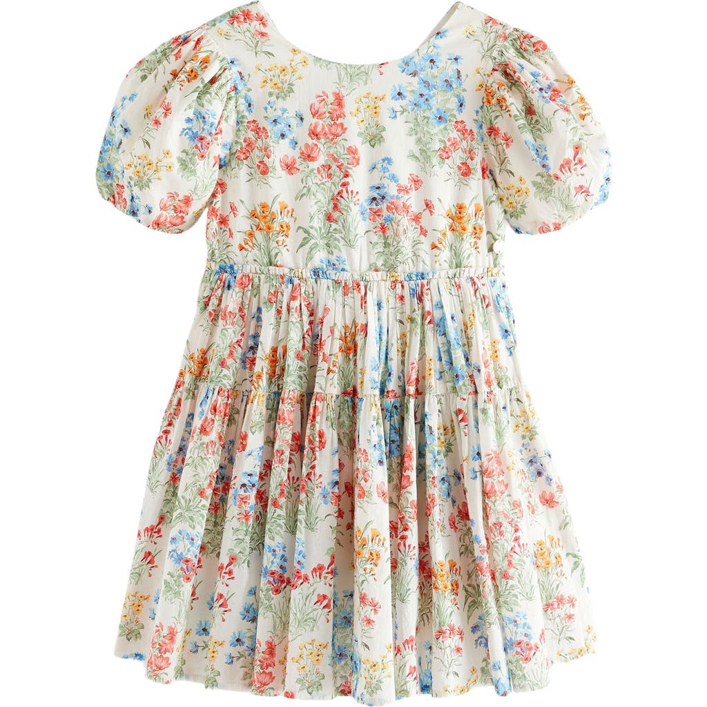 Laura Ashley Kids' Floral Bouquet Puff Sleeve Dress In Green