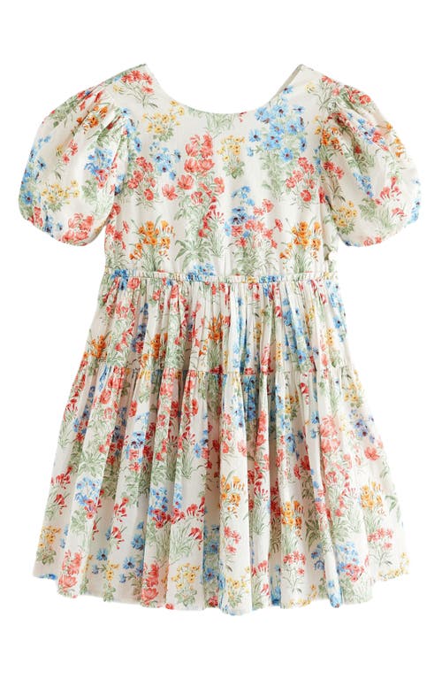 Laura Ashley Kids' Floral Bouquet Puff Sleeve Dress Ecru /Red at Nordstrom,