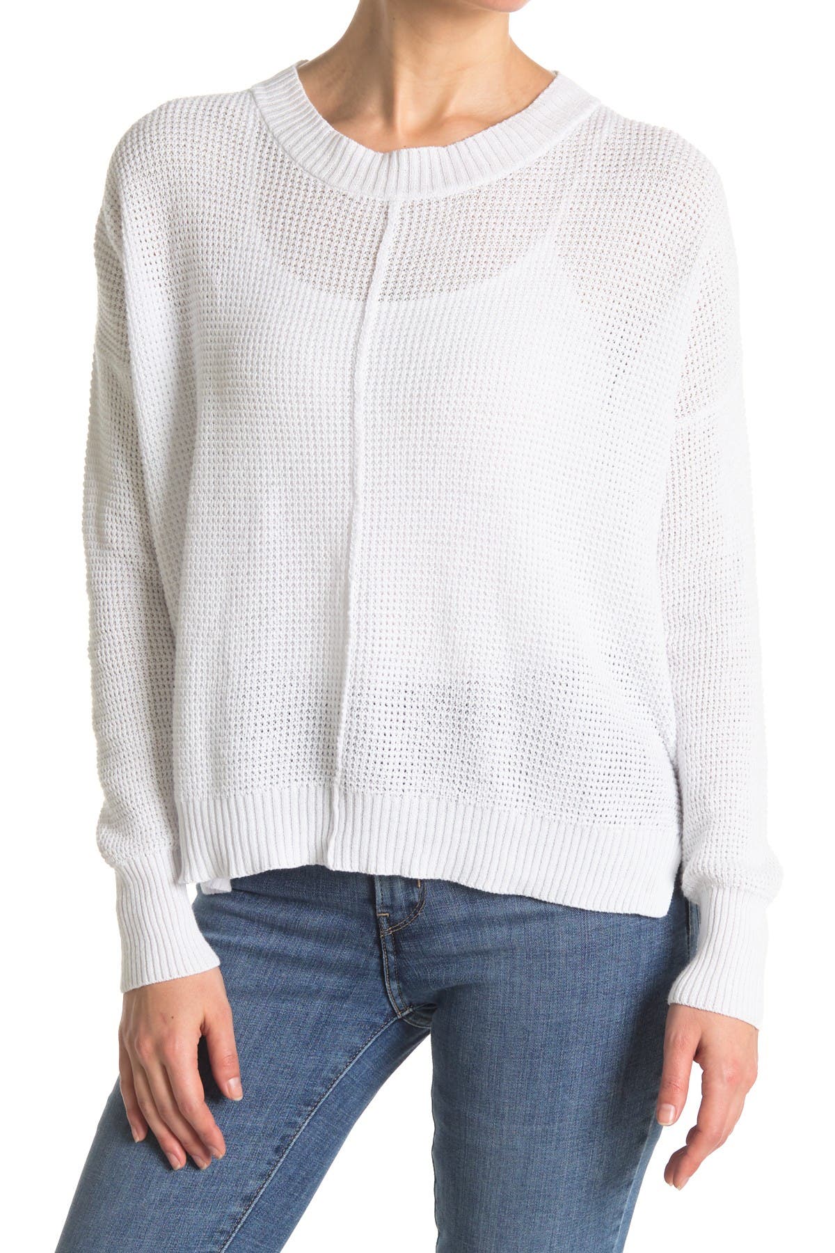 Sweet Romeo Seed Stitch Pullover Sweater In White