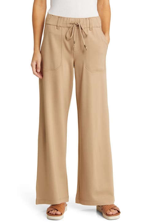 'Ab'Leisure Pull-On High Waist Wide Leg Knit Pants