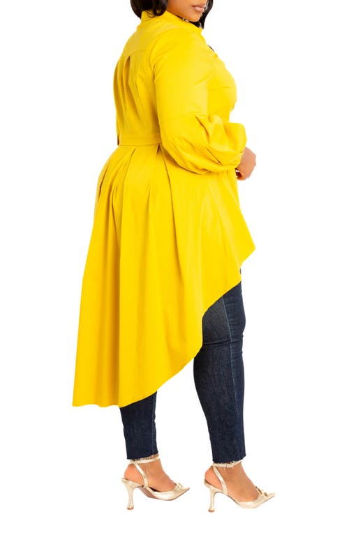 Buxom Couture High/low Peplum Shirt In Mustard