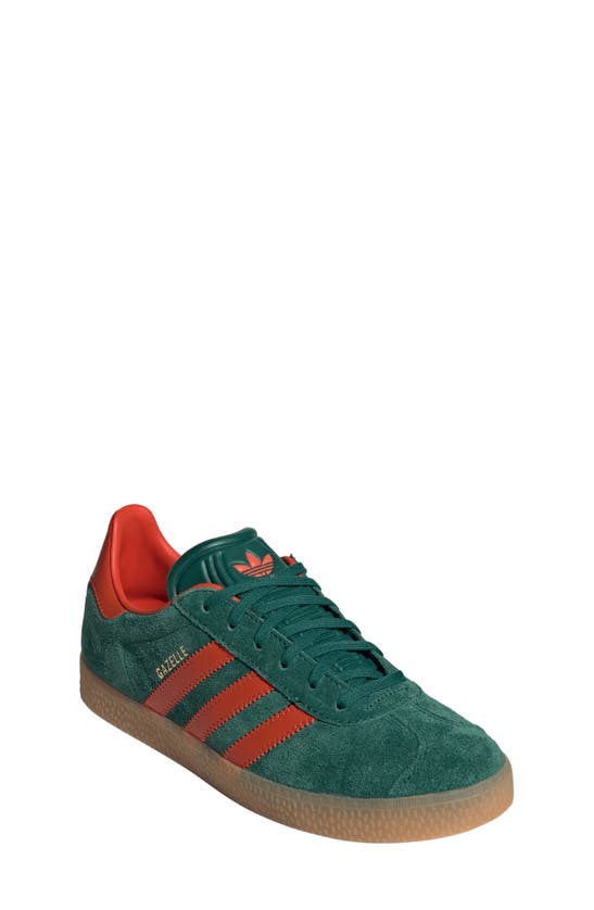 Adidas Originals Kids' Gazelle Low Top Sneaker In Green/ Red/ Gum 3