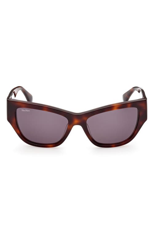 Shop Max Mara 56mm Geometric Sunglasses In Shiny Classic Havana/smoke