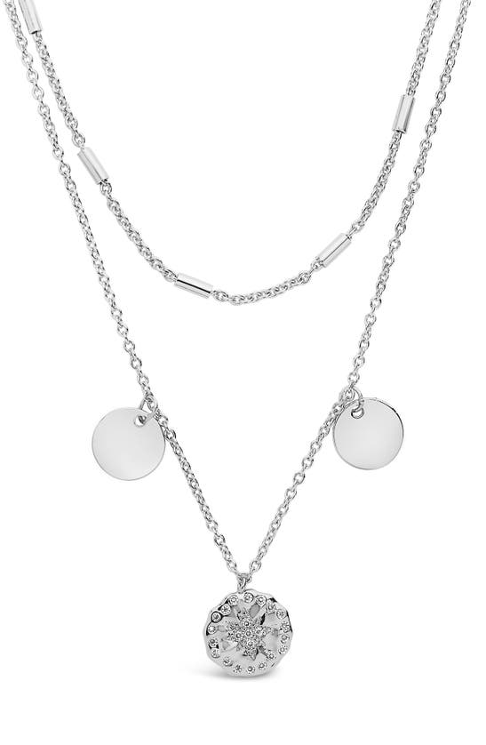 Sterling Forever Polaris Double Layer Charm Necklace In Silver