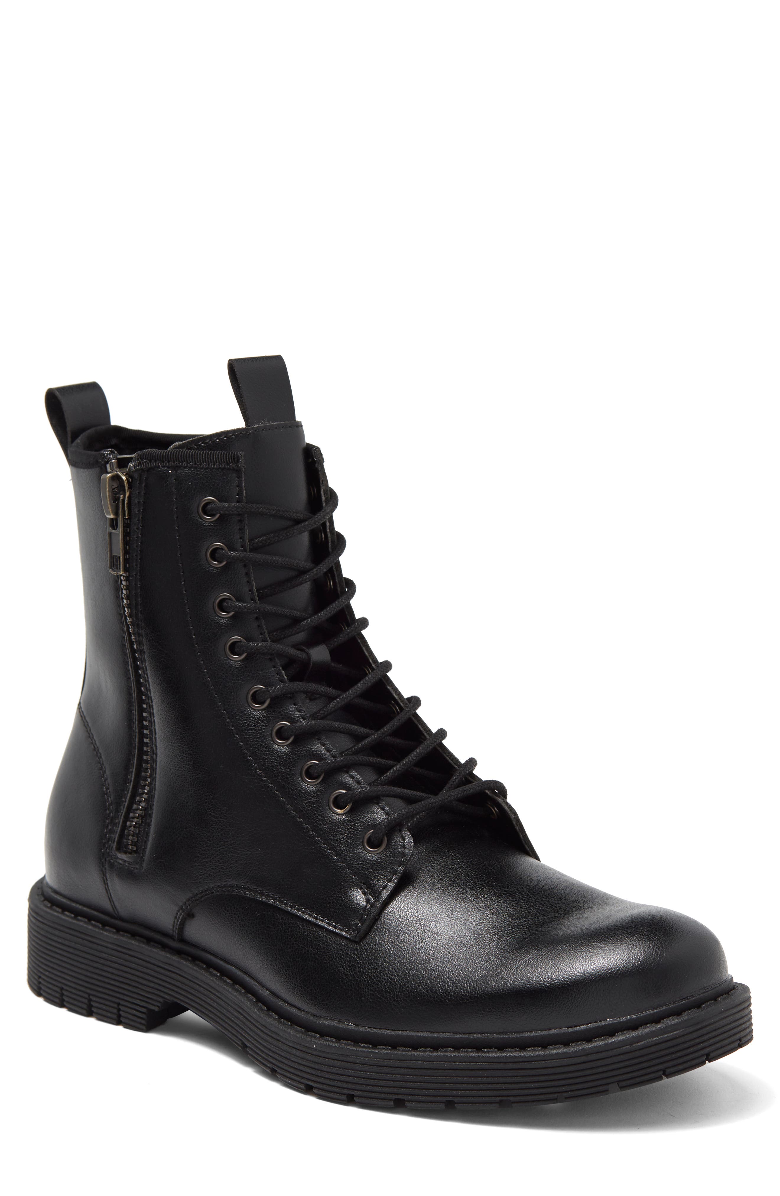 MENS TRUKA 01639 BLACK LEATHER LACE UP CASUAL EVERYDAY COMBAT BOOTS 