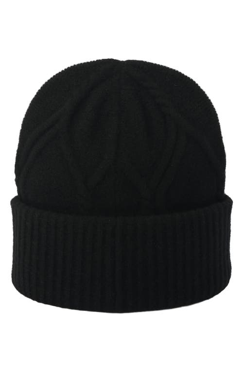 Allsaints Brushed Wool Cable Beanie In Black