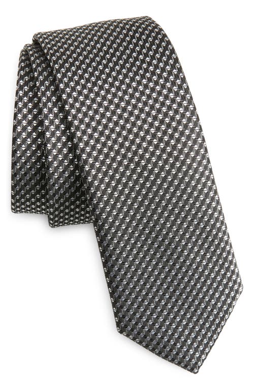 Geometric Silk Blend Tie in Medium Grey
