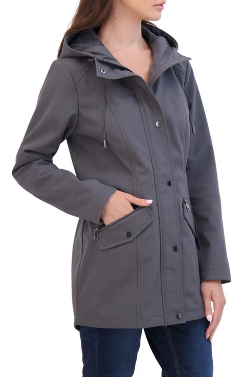 Sebby Water Resistant Hooded Softshell Coat In Graphite
