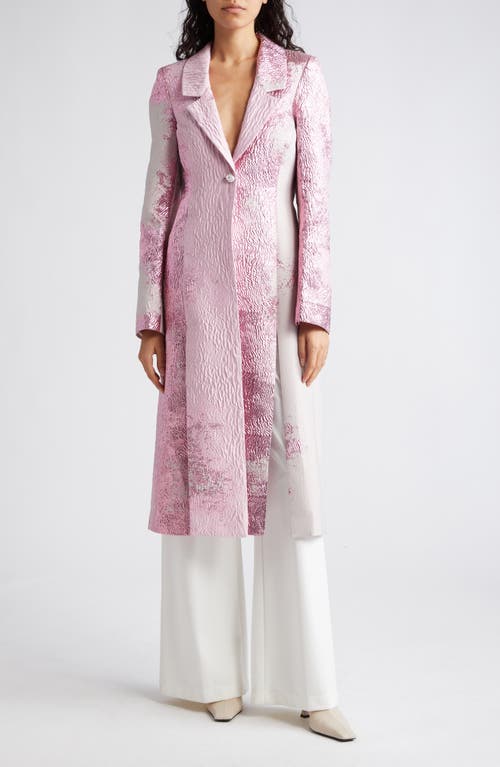 Stine Goya Aneta Metallic Satin Jacquard Long Jacket Impressionist Wild Rose Bloom at Nordstrom,