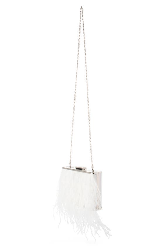 Shop Olga Berg Ostrich Feather Embellished Clutch In White