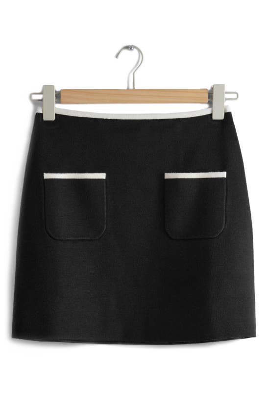Shop & Other Stories Patch Pocket Milano Sweater Miniskirt In Black Dark