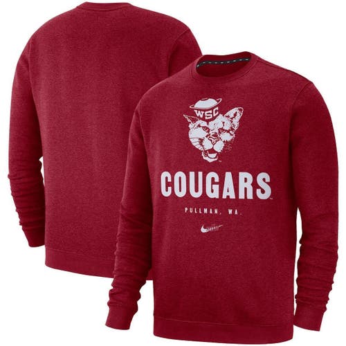 Men's Nike Crimson Washington State Cougars Vault Stack Club Fleece Pullover Sweatshirt