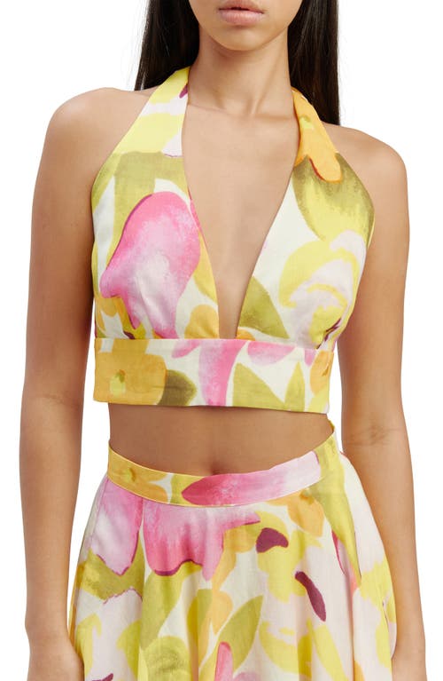 Bardot Nicolette Floral Halter Crop Top Wall at Nordstrom,