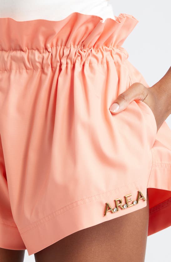 Shop Area Paperbag Waist Twill Track Shorts In Sweet Salmon
