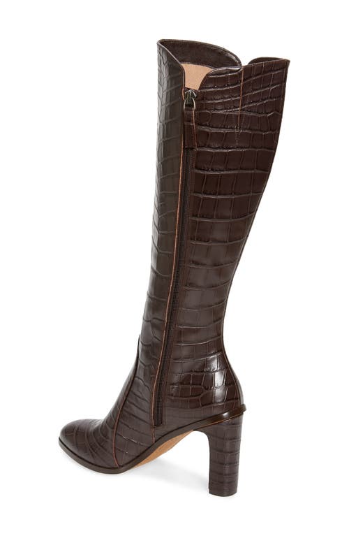 Linea Paolo Kiel Knee High Boot In Brown Crocodile Print Leather