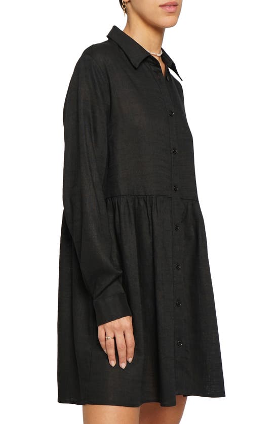 Shop Know One Cares Button Down Long Sleeve Shirt Dress In Black