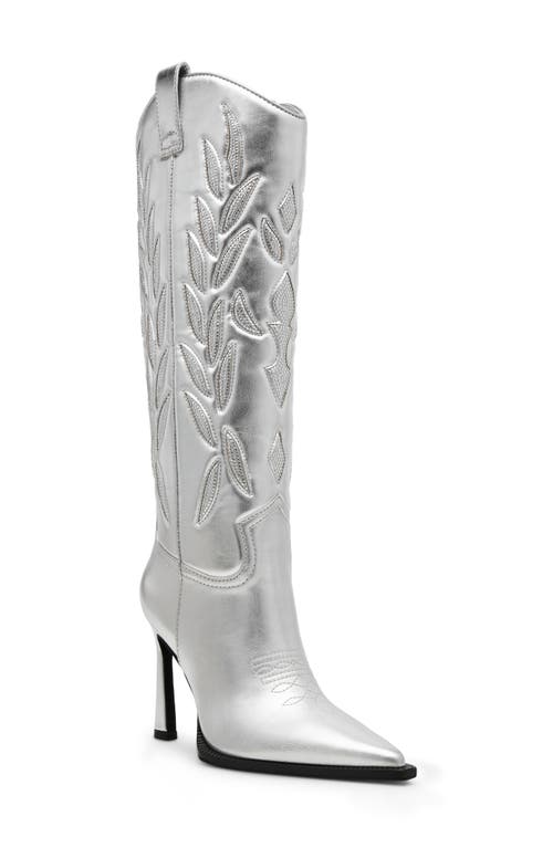 Shop Steve Madden Kinzee Pointed Toe Western Boot In Silver