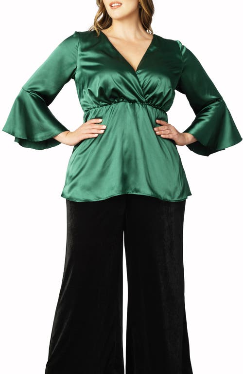 Bell Sleeve Blouse in Emerald Green