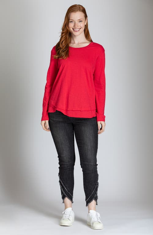 Apny Layered Hem Cotton Slub Top In Red