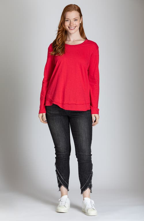 Shop Apny Layered Hem Cotton Slub Top In Red