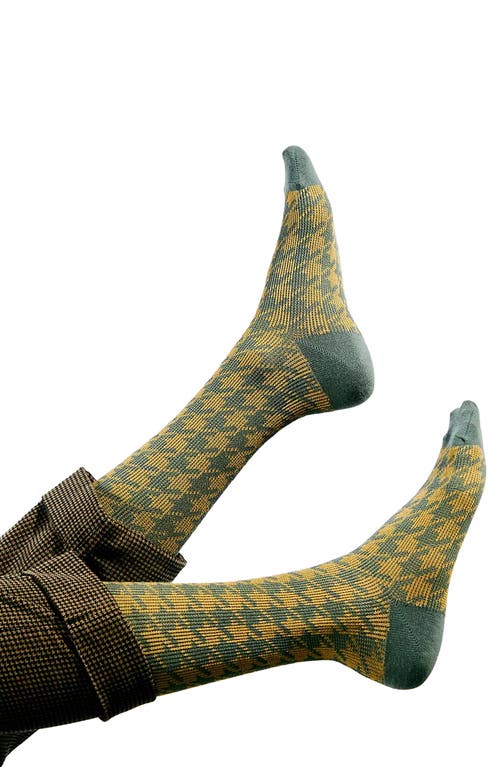 Shop High Heel Jungle Houndstooth Crew Socks In Green