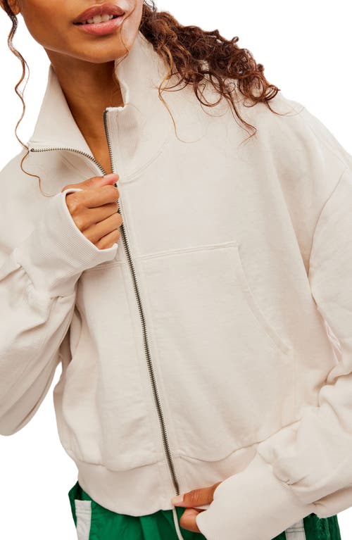 Shop Free People Fp Movement High Jump Oversize Zip-up Jacket In Ivory