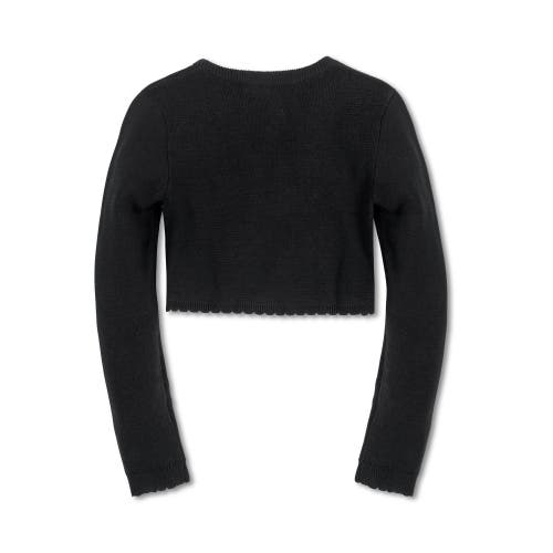 Shop Hope & Henry Baby Girls' Organic Cropped Milano Cardigan, Infant In Black Scallop Edge