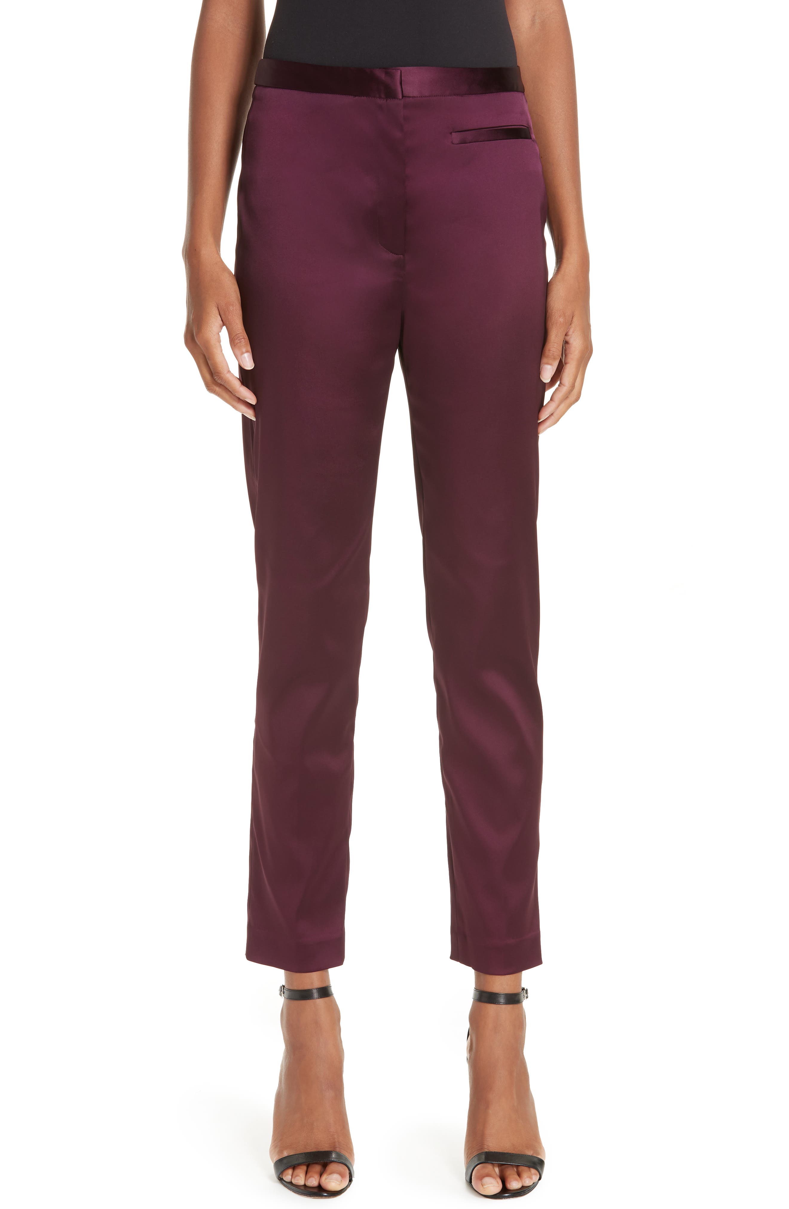 satin high waisted skinny pants