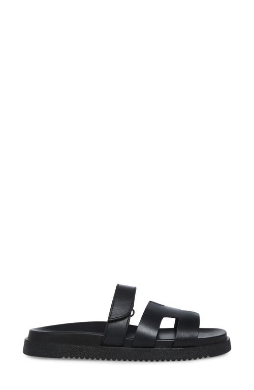 Steve Madden Womens Black Missile Multi-strap Flat Leather Sandals In Black