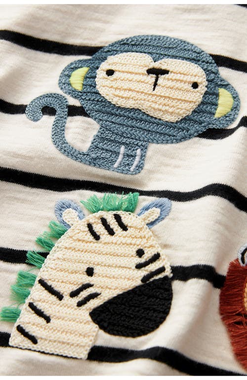 NEXT NEXT KIDS' ANIMAL APPLIQUÉ STRIPE LONG SLEEVE COTTON GRAPHIC T-SHIRT 