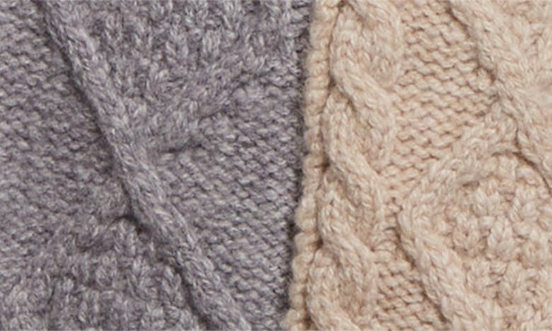Shop Bottega Veneta Colorblock Wool Blend Aran Sweater In Beige-grey Melange