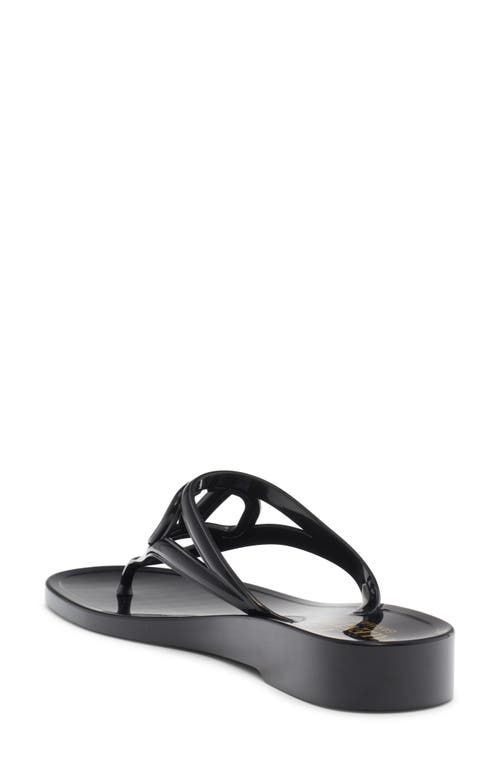 Shop Valentino Garavani Vlogo Jelly Wedge Flip Flop In Nero/nero