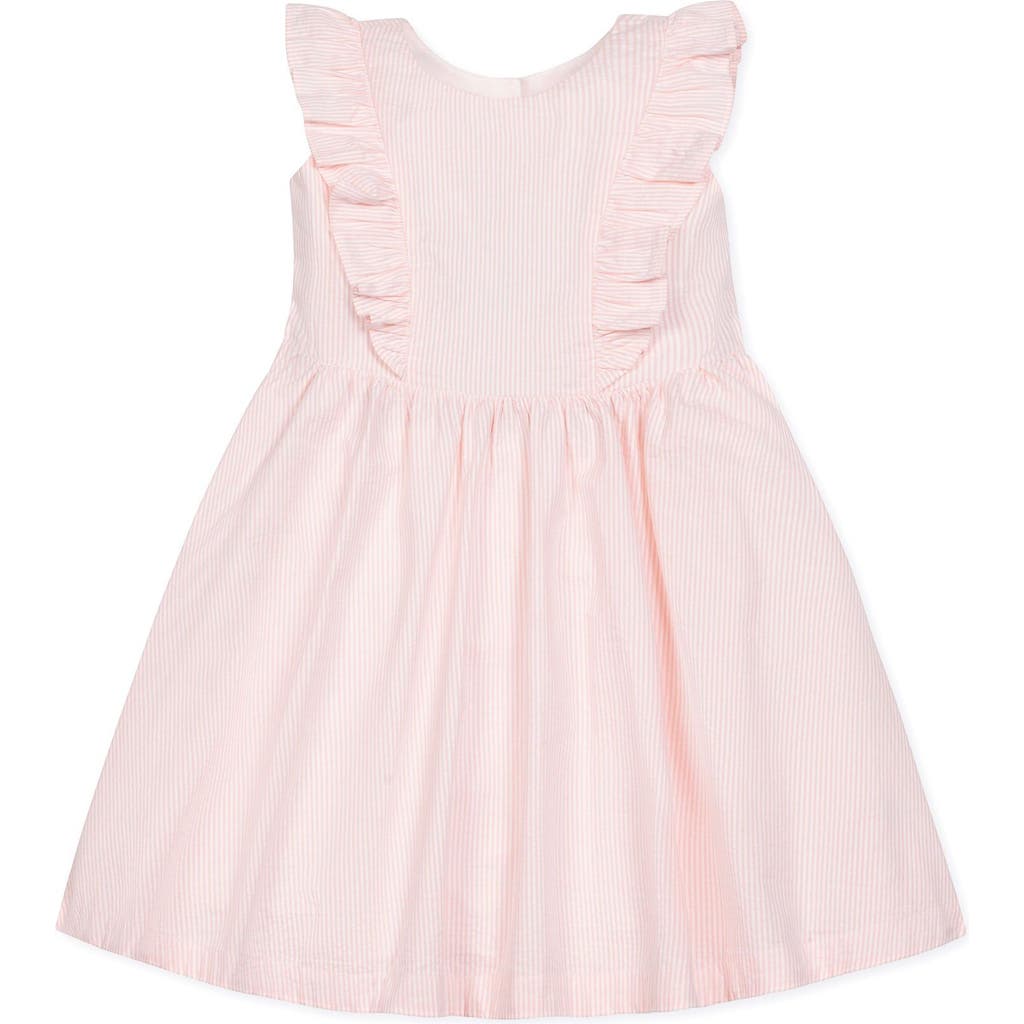Hope & Henry Girls' Seersucker Flutter Sleeve Open Back Dress, Kids In Pink