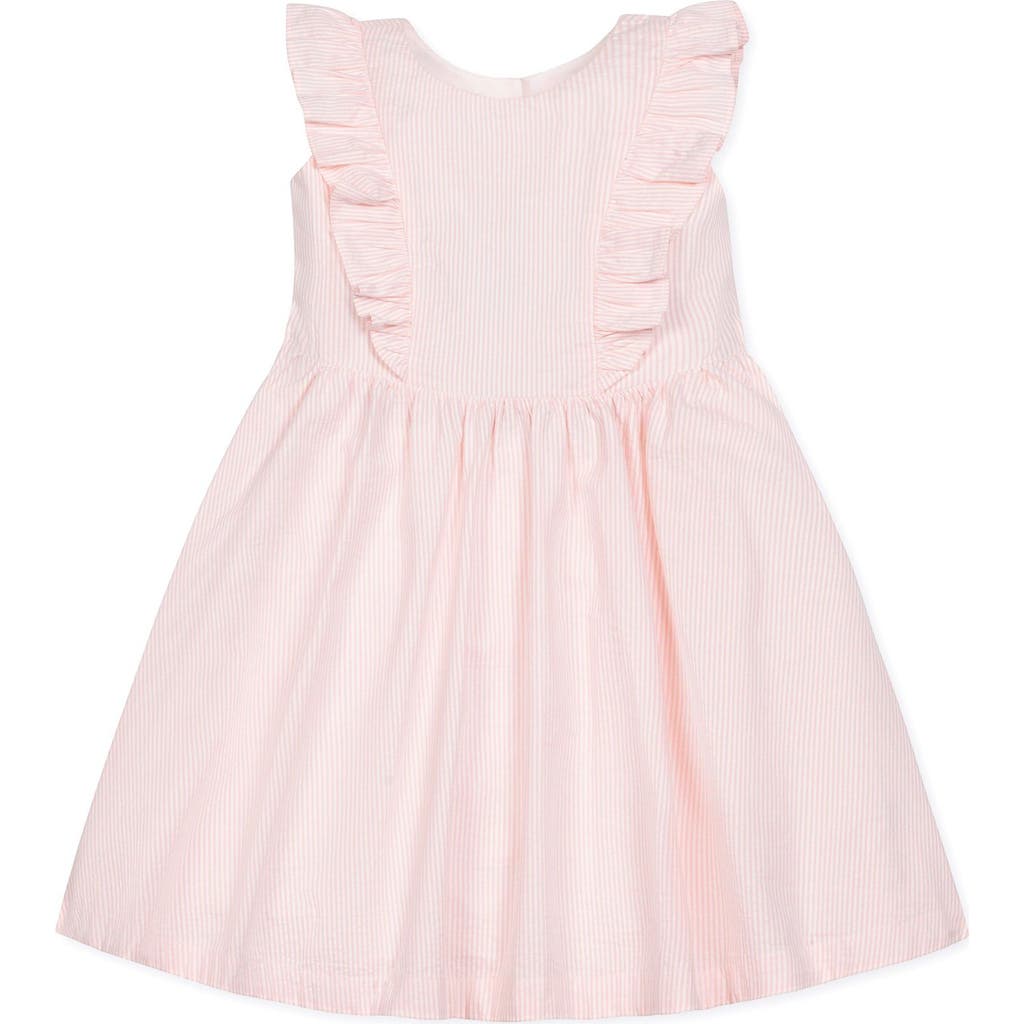 Shop Hope & Henry Girls' Organic Flutter Sleeve Open Back Dress, Kids In Light Pink Seersucker