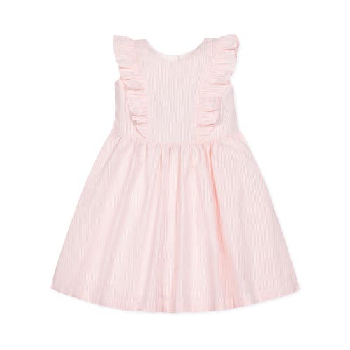 Hope & Henry Babies'  Girls' Seersucker Flutter Sleeve Open Back Dress, Infant In Light Pink Seersucker