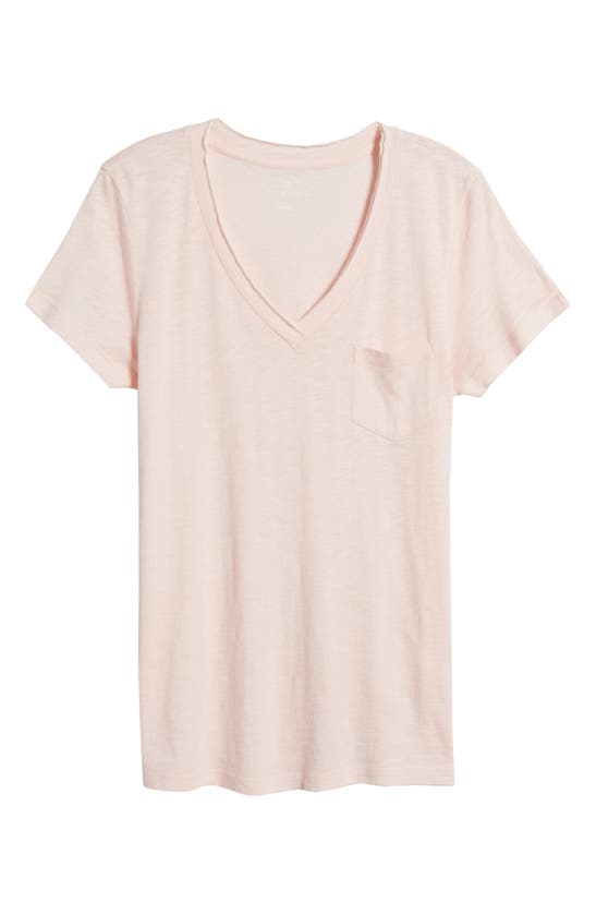 Shop Caslon (r) V-neck Short Sleeve Pocket T-shirt In Pink Beach