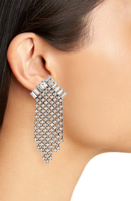 Shop Open Edit Angled Crystal Fringe Drop Earrings In Clear- Hematite