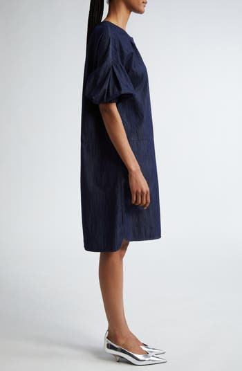 Max Mara Meringa Puff Sleeve Chambray Shift Dress Nordstrom