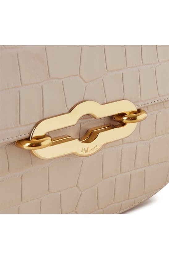 Shop Mulberry Pimlico Shiny Croc Embossed Leather Satchel In Eggshell