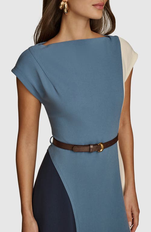 Shop Donna Karan New York Colorblock Knit Midi Dress In Nightfall/horizon/pristine