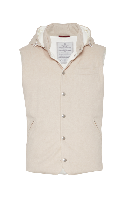 Shop Brunello Cucinelli Flannel Down Vest In Sand