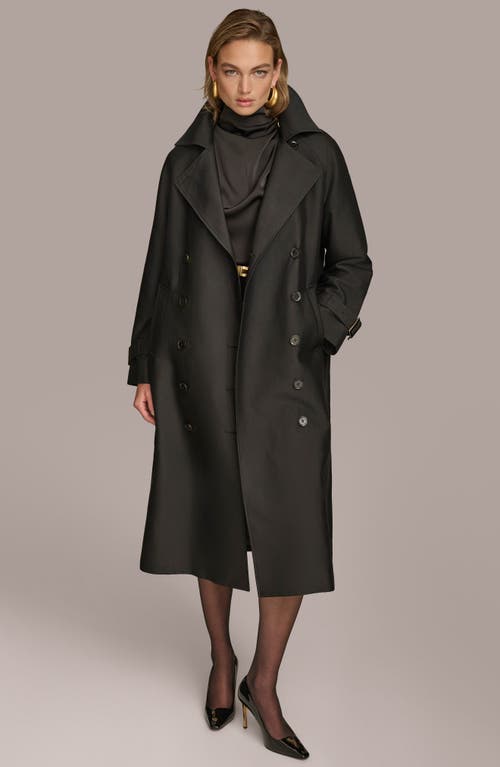 Donna Karan New York Double Breasted Trench Coat In Black