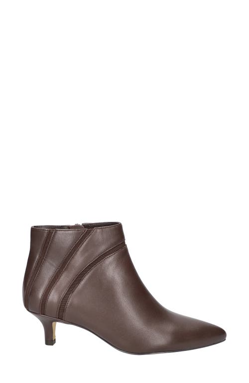 Shop Bella Vita Faraday Pointed Toe Kitten Heel Bootie In Brown Leather