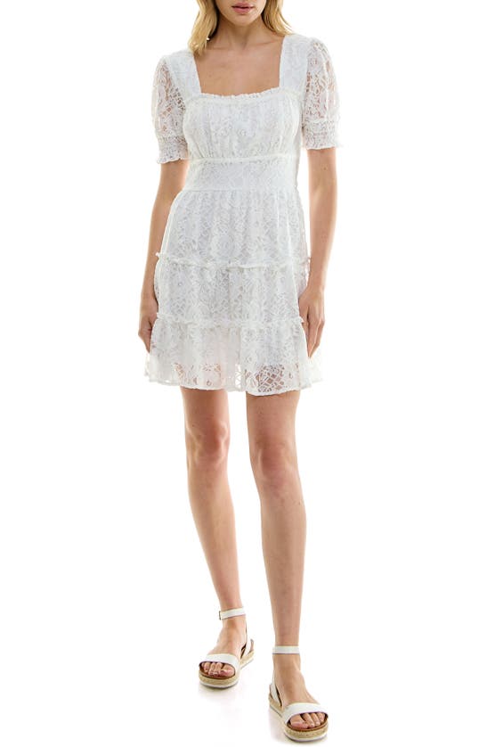 Shop Speechless Puff Sleeve Lace Mini Sundress In White Jm